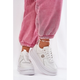 Scarpe sportive da donna con plateau bianche bianco 2