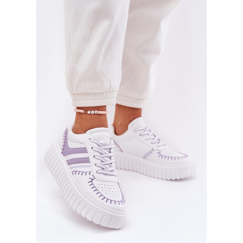 Sneakers con plateau da donna, Viola 2