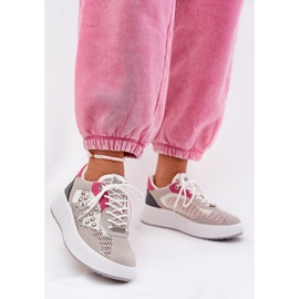 Scarpe sportive femminili con maglia e borchie grigie grigio 2