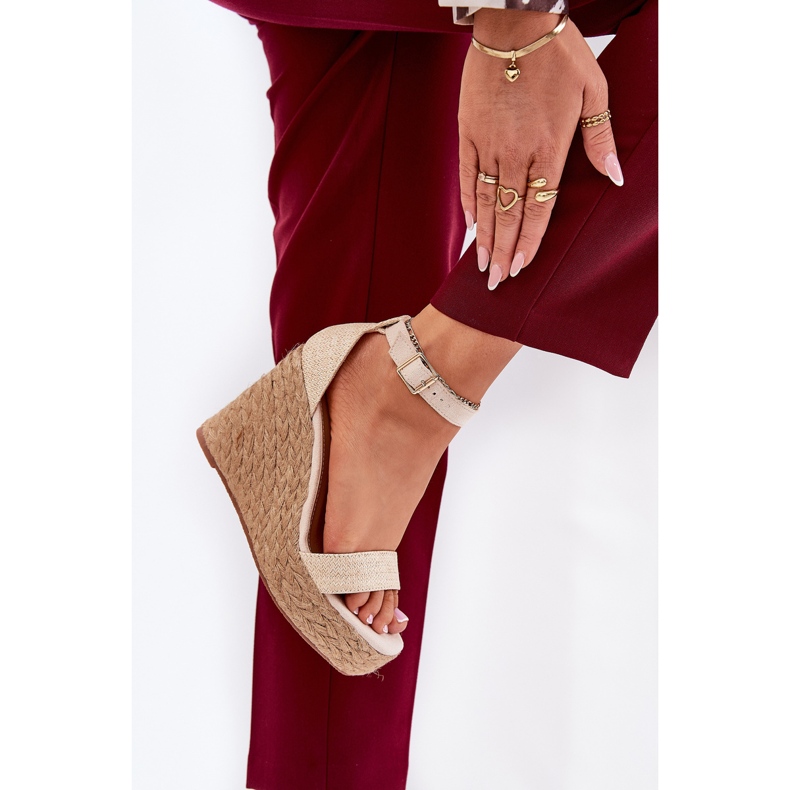 Sandali Con Zeppa Da Donna Con Treccia, Beige 2