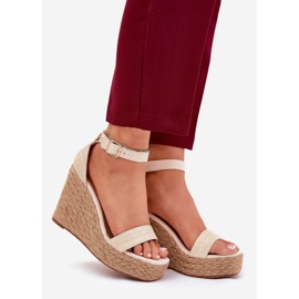 Sandali Con Zeppa Da Donna Con Treccia, Beige 1