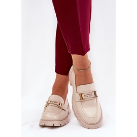 Mocassini da donna con beige in pelle ecologica 2
