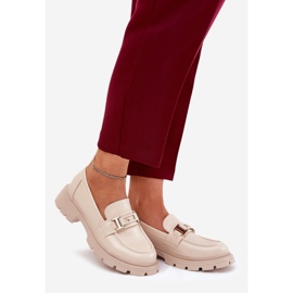 Mocassini da donna con beige in pelle ecologica 1