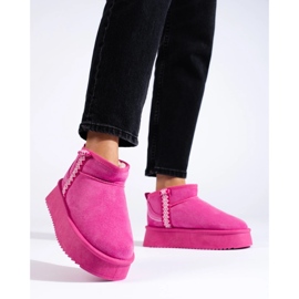 Stivali da neve con plateau in pelle scamosciata rosa Shelovet 1