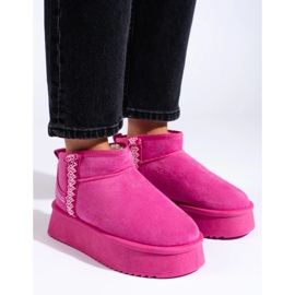 Stivali da neve con plateau in pelle scamosciata rosa Shelovet 2