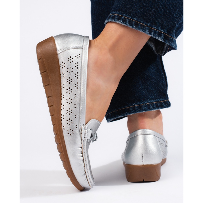 Mocassini da donna argento d'argento 2