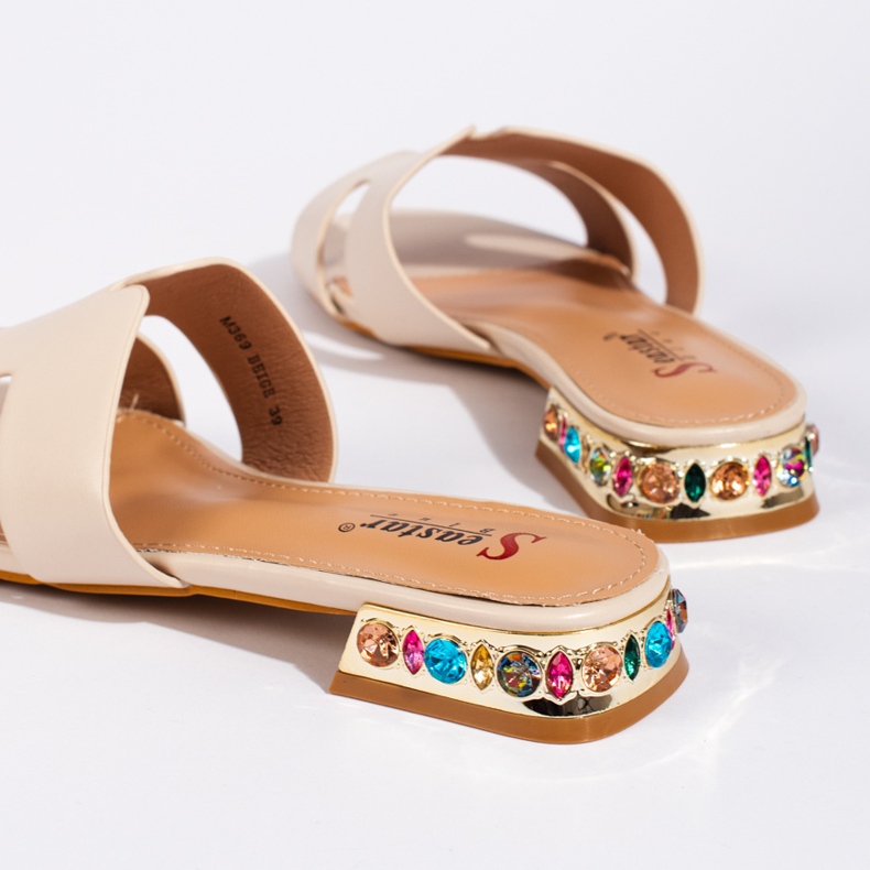 Ciabatte basse da donna beige 2