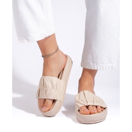 Infradito da donna con volant beige chiaro 2