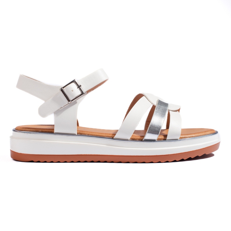 Sandali con plateau da donna bianchi bianco 2