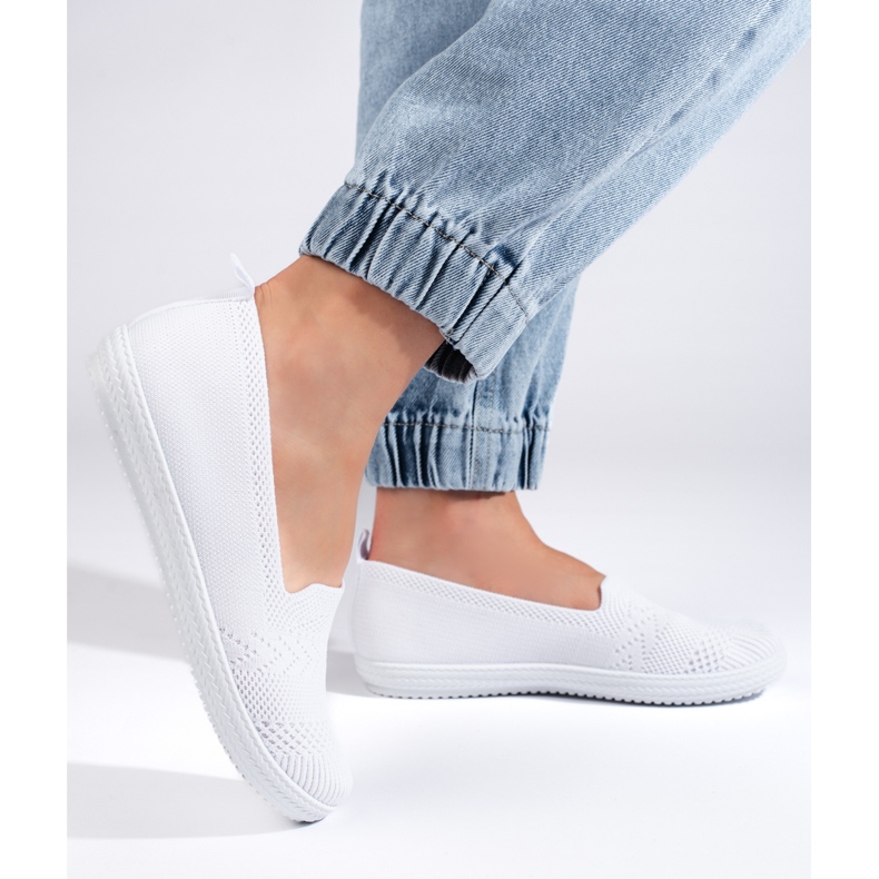 Slip-on da donna in tessuto bianco bianca 2