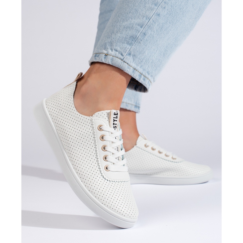 Sneakers da donna bianche traforate bianco 2