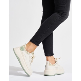 Sneakers nere da donna con suola spessa beige 1