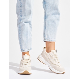 Scarpe sportive da donna beige con suola spessa 1