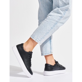 Sergio Leone Sneakers stringate da donna in pelle nera nero 1