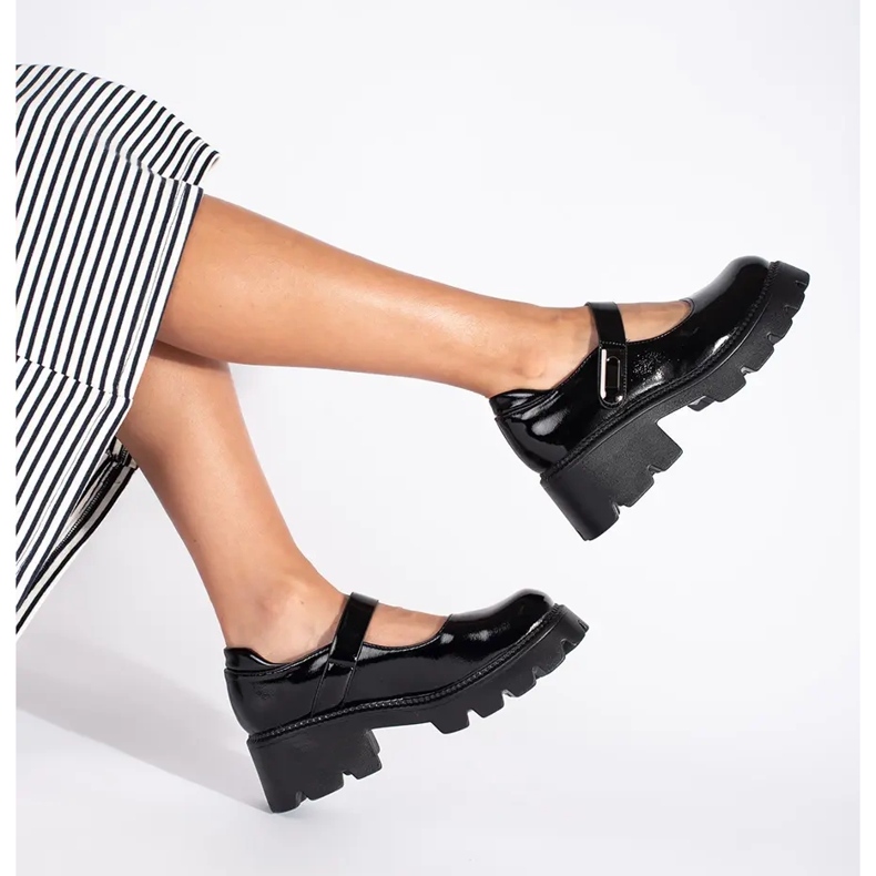 Scarpe da donna con plateau in vernice nera nero 1