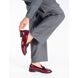 Mocassini da donna in vernice bordeaux rosso 2