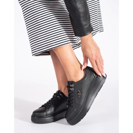 Sneakers platform in pelle nera bianca 1