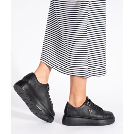 Sneakers platform in pelle nera bianco 2