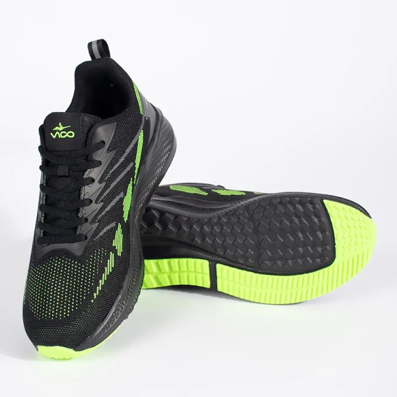 Vico Sneakers in rete da uomo nere e verdi nero 2