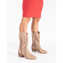 Seastar Stivali da cowboy traforati beige da donna 1