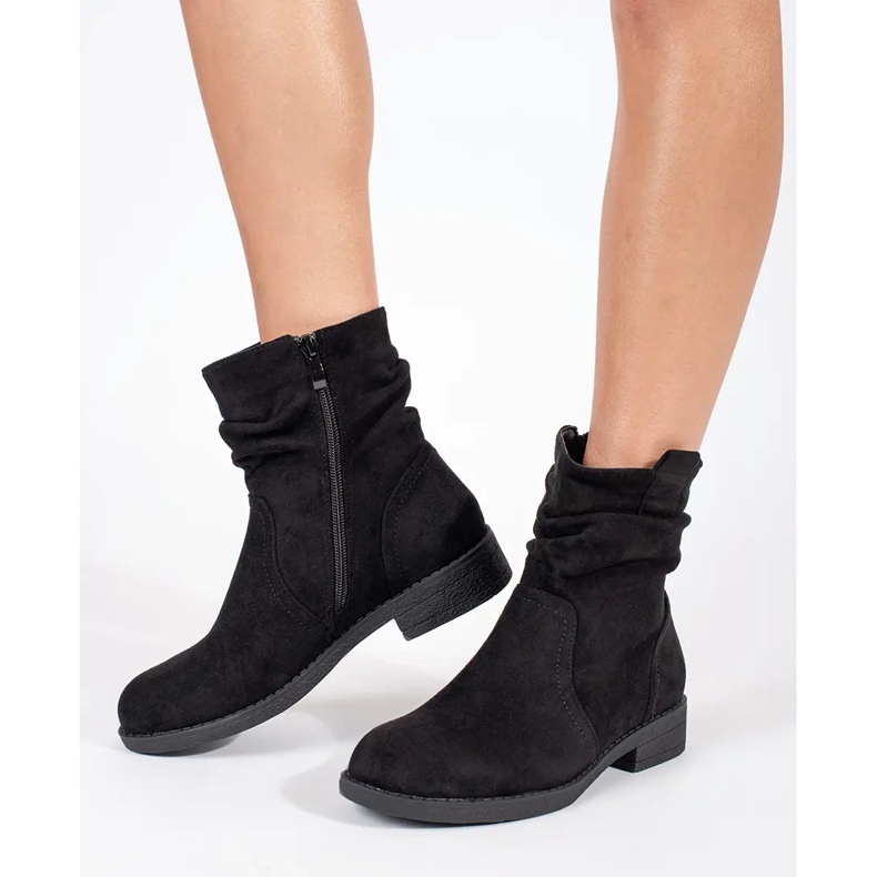 Stivali texani da donna in camoscio nero 2