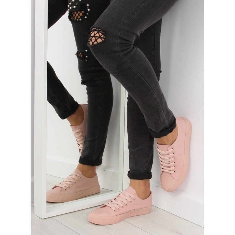 Sneakers da donna monocolore rosa cipria 1