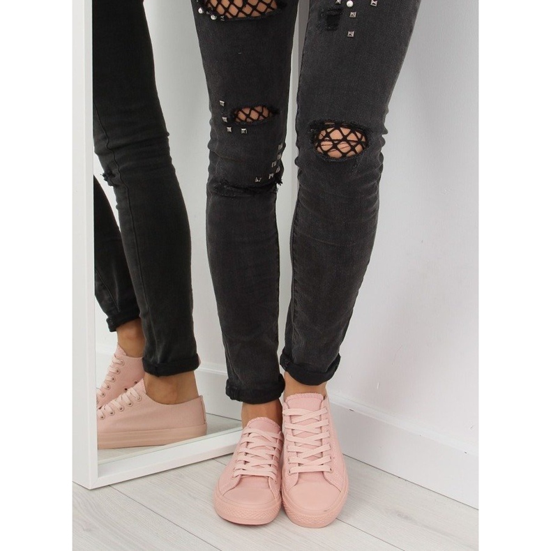 Sneakers da donna monocolore rosa cipria 2