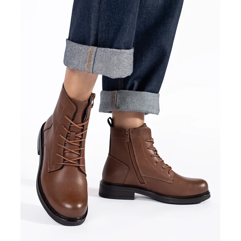 Stivaletti stringati in pelle marrone da donna di Sergio Leone 1