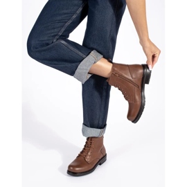 Stivaletti stringati in pelle marrone da donna di Sergio Leone 2