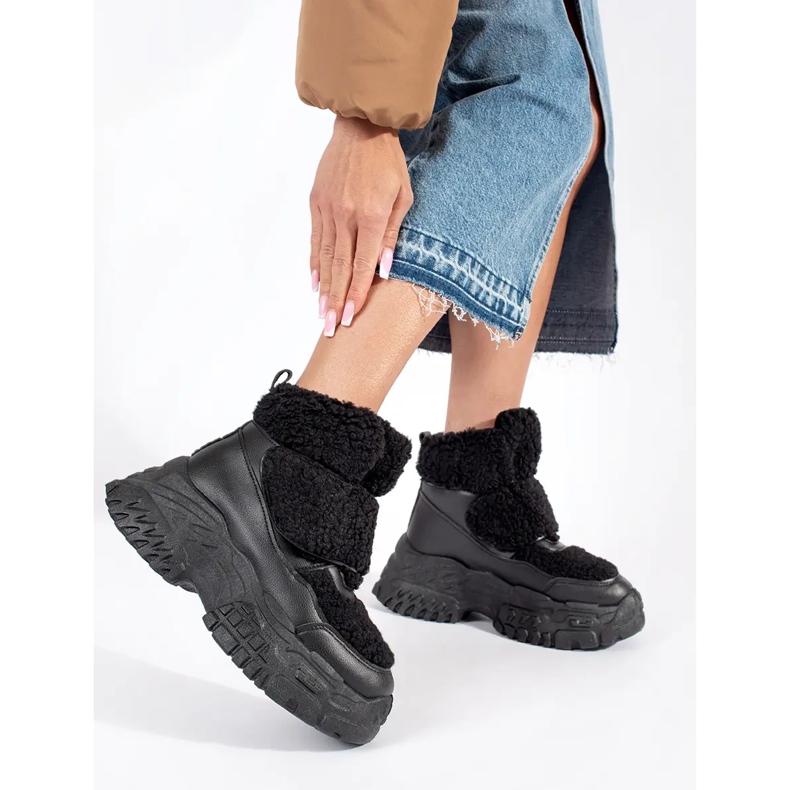 Seastar Doposci neri con plateau e pelliccia in shearling nero 1