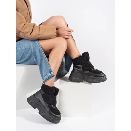 Seastar Doposci neri con plateau e pelliccia in shearling nero 2