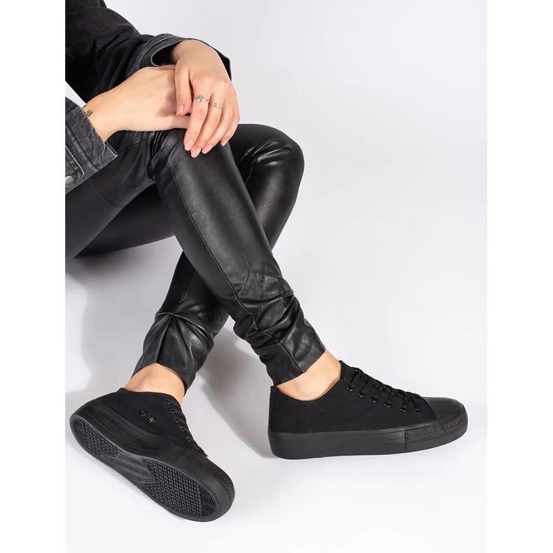 Seastar Sneakers classiche nere da donna allacciate con plateau nero 2