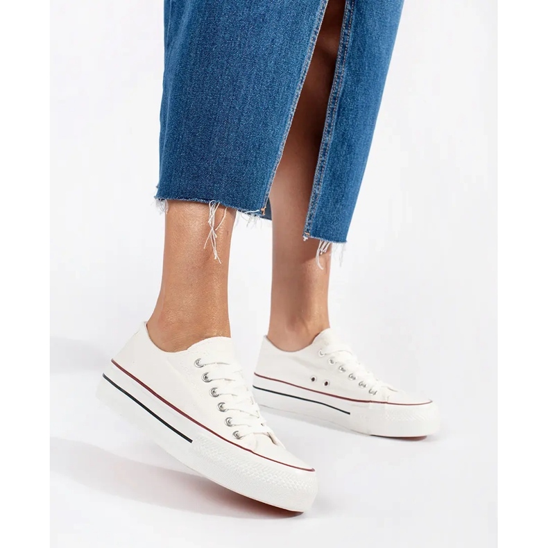 Seastar Classiche sneakers bianche da donna stringate con plateau bianco 1