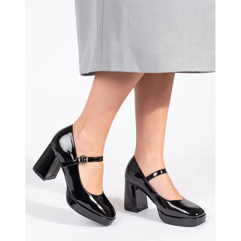 Seastar Scarpe da donna in vernice nera con tacco alto e fibbia nero 1