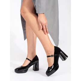Seastar Scarpe da donna in vernice nera con tacco alto e fibbia nero 2