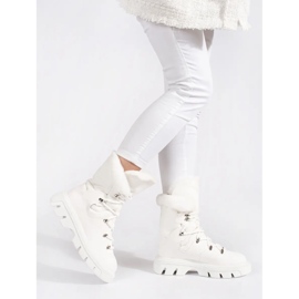 Seastar Doposci da donna bianchi stringati con pelliccia sulla piattaforma bianco 1