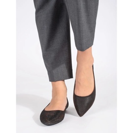 Ballerine nere glitterate con tacco piatto nero 2