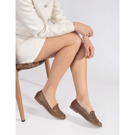 Mocassini da donna marroni decorati con frange marrone 2