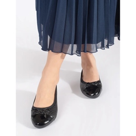 Ballerine da donna in vernice nera con fiocco nero 2