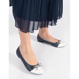 Goodin Ballerine da donna blu navy con fiocco argento 1