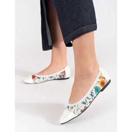 Goodin Ballerine floreali con punta in vernice bianca bianco 1