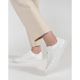 Goodin Sneaker bianche openwork fatte in pelle naturale bianco 1