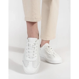 Goodin Sneaker bianche openwork fatte in pelle naturale bianco 2