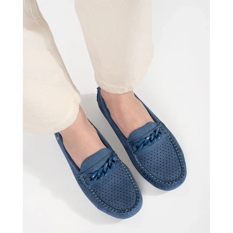 Goodin Mocassini in pelle scamosciata da donna blu 2