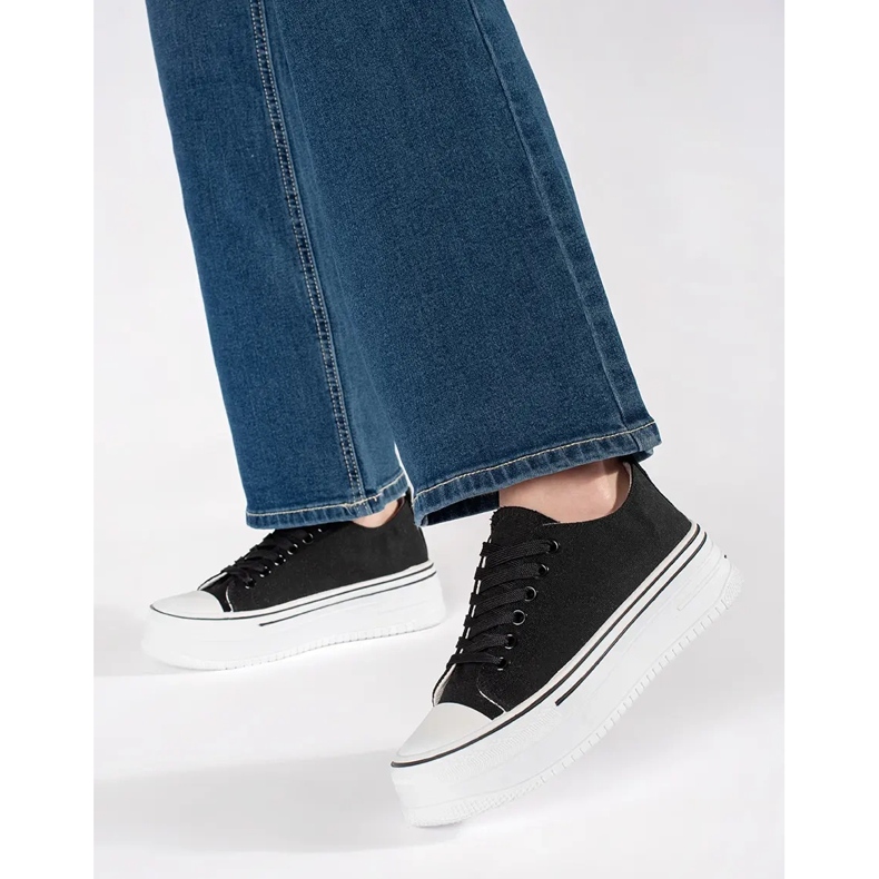 Sneakers nere da donna con suola spessa nero 1