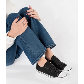 Sneakers nere da donna con suola spessa nero 2