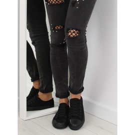 Sneakers da donna nere nere monocolore nero 2