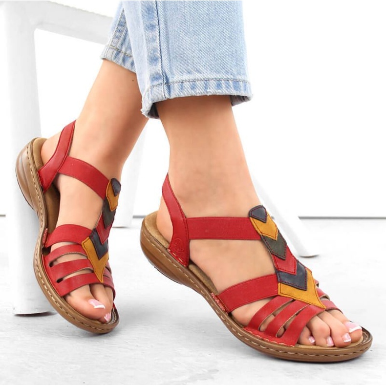 Comodi sandali con elastici Rieker W RKR690 rossi rosso 2
