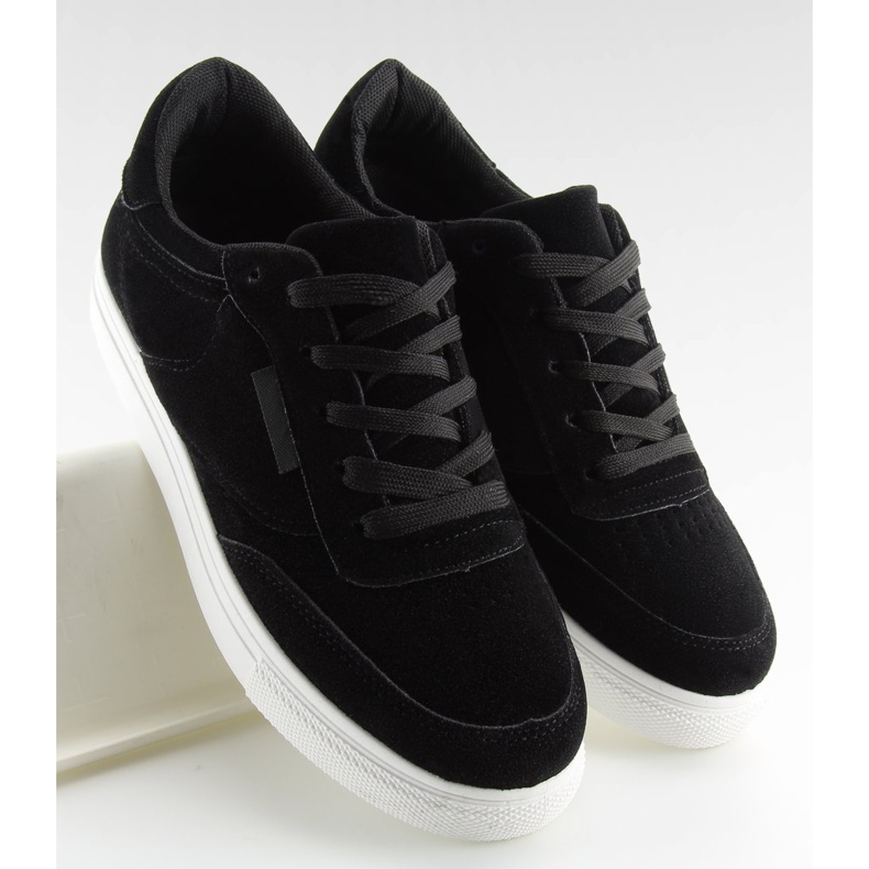 Sneakers da donna in camoscio nero NB172 Nero bianco 2