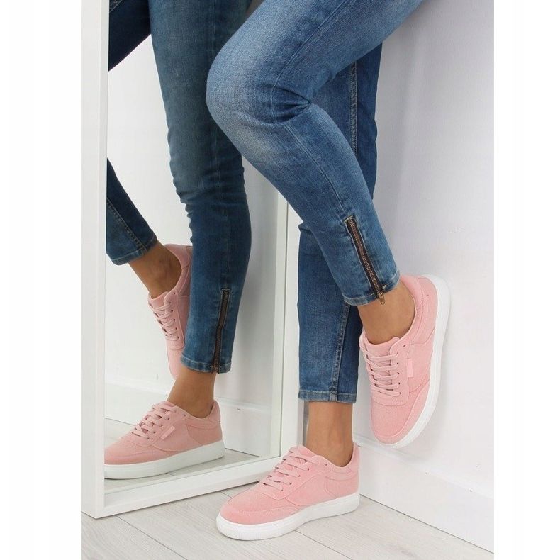 Sneakers da donna in camoscio rosa NB172 Rosa bianca 1